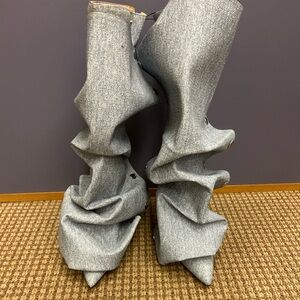 Unique blue Jean Sculptural Boots